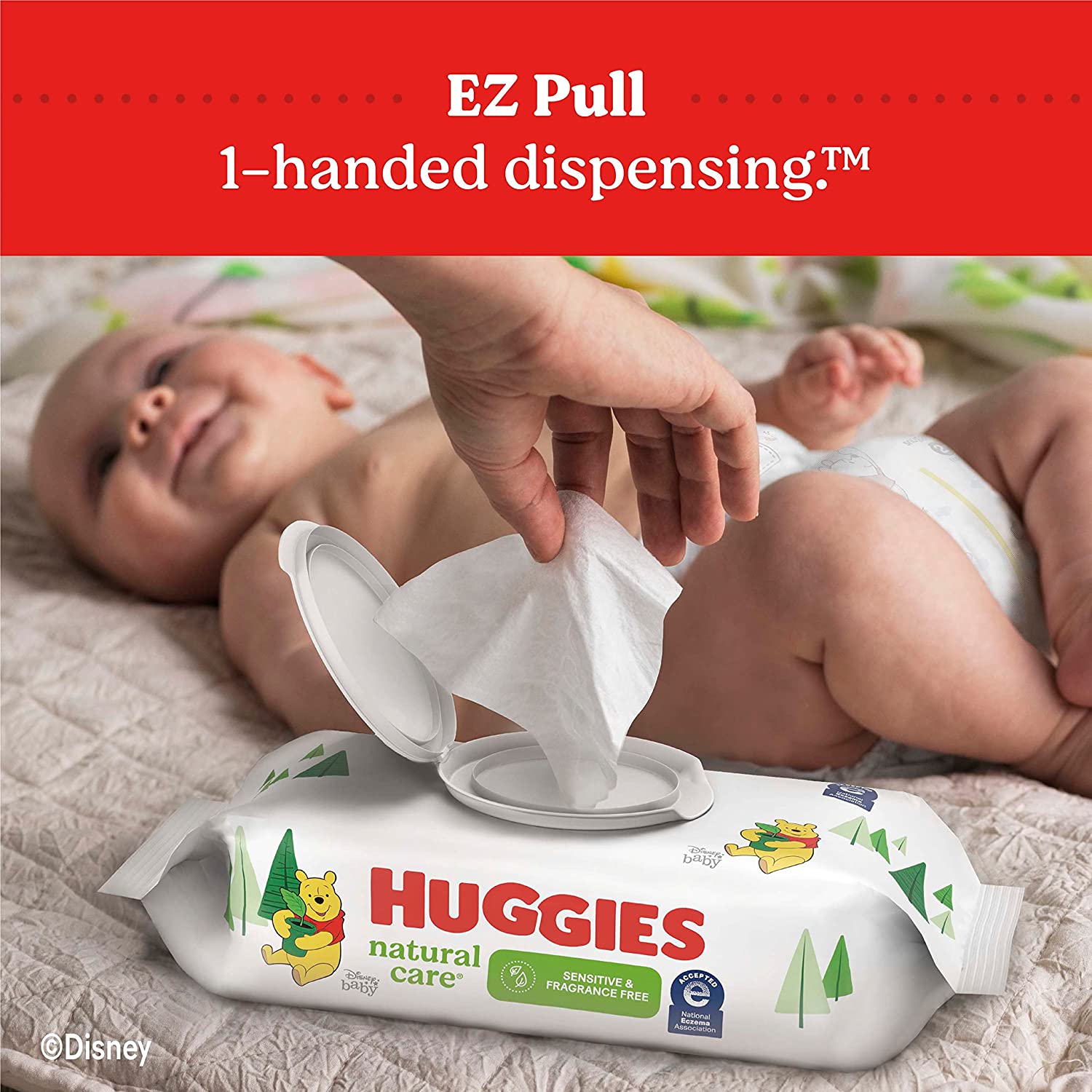 Sensitive Baby Wipes, Huggies Natural Care Baby Diaper Wipes, Unscented, Hypoallergenic, 99% Purified Water, 10 Flip-Top Packs (560 Wipes Total) - Image 5